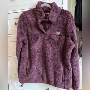 LL Bean Purple Fleece snap pullover Women’s Size M